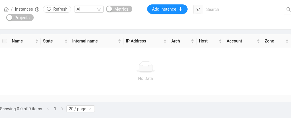 인스턴스 목록과 Add Instance 버튼